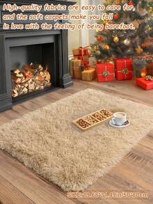 Thảm phòng khách/phòng ngủ dày và mềm, thảm lông dài màu lạc đà ấm áp, thảm trang trí dễ vệ sinh, phong cách Bắc Âu tối giản hiện đại, mềm mại, thân thiện với da, nhiều kích cỡ cho mùa xuân, hè, thu, đông, trang trí nhà cửa, giáng sinh, ngày lễ tình nhân, lựa chọn quà tặng mùa thu - Lạc đà - Xem 16