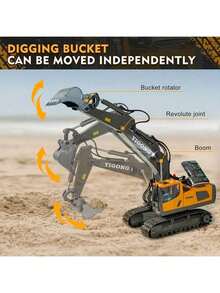 2.4Ghz 11 Channel Remote Control Excavator Toy - RC Construction Bulldozer Dump Truck Alloy Vehicles With Light And Sound - Birthday And Christmas Gifts(Some Parts Are Sent Random) - Multicolor - View 9