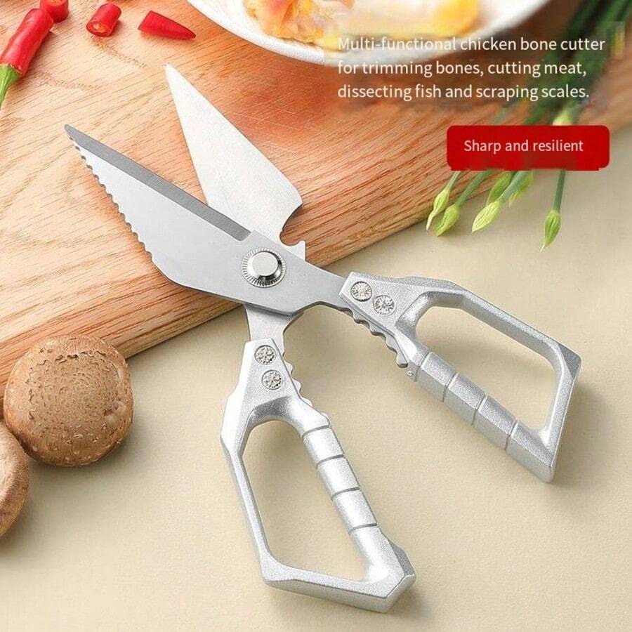 1pc Heavy Duty Professional Kitchen Shears - Sharp Stainless Steel Meat Scissors, With Razor Sharp Blades, Suitable For Household, Restaurant, Butchery, Poultry, Vegetables, Herbs - Commercial And Domestic Use - Easy To Clean Design, Restaurant Equipment, Ergonomic Handles, Sturdy Construction, Multipurpose Tool, Kitchen Enthusiasts, Stable Handling, Food , Cutting Tool - Multicolor - View 1