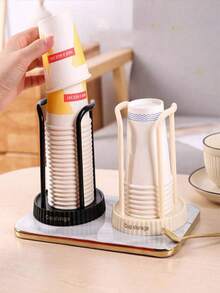 1 个多功能桌面纸杯架，可放置咖啡和奶茶杯 - 黑色 - 查看 1