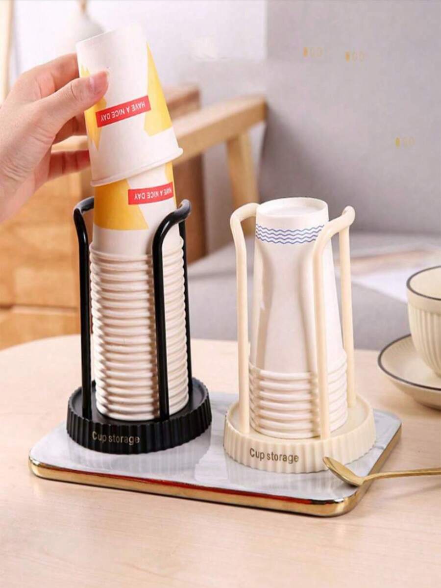 1 个多功能桌面纸杯架，可放置咖啡和奶茶杯 - 黑色 - 查看 1