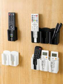 1 pieza Soporte multifuncional para control remoto, soporte de pared para teléfono y organizador, caja de almacenamiento autoadhesiva para el dormitorio, soporte de carga de plástico y soporte para control remoto, caja de almacenamiento para control remoto de aire acondicionado, organizador de almacenamiento de control remoto de silicona, sin taladro, inodoro, estante para control remoto de TV y aire acondicionado