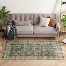 Dripex Machine Washable Rug - Green Boho Living Room & Bedroom Soft Short Pile Dining Room & Traditional Kitchen Non Slip 80x150cm - Ruby Red/Brown - View 10