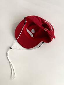 柔软帽顶条纹格子字母刺绣速干遮阳帽，女士透气防晒户外街头抽绳遮阳帽。男女通用速干遮阳帽，撞色设计，适合夏季户外活动、防晒、骑行。 - 字母掛繩 - 查看 6