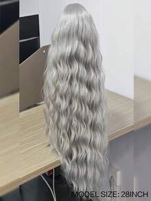 websterwigs Tóc giả dài 13x4 gợn sóng màu đen, vàng bạch kim, xám tro, phía trước ren, tóc giả tổng hợp phía trước ren, đường chân tóc được nhổ sẵn, tóc sợi chịu nhiệt, tóc giả thẳng mượt, dành cho nữ, hóa trang, tiệc tùng, sử dụng hàng ngày - Nhiều màu - Xem 9