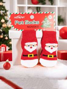 4件套圣诞袜驯鹿雪人圣诞老人袜子耐磨防滑脚套圣诞狗狗袜子可爱狗狗脚套泰迪防脏小型犬猫用品圣诞用品