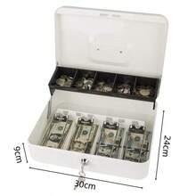 1PC Metal Cash Box With Key Lock, Note And Coin Safe Box, Portable Large Double Layer Cash Box With Fixed Coin Tray And 2 Keys, Money Tin Black.