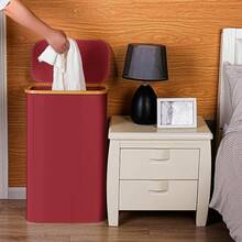 Slim Laundry Basket With Lid, Narrow Laundry Hamper With Removable Bag, Dirty Clothes Basket With Handles Bathroom, Bedroom & Laundry Room, 75L Beige - Burgundy - View 4