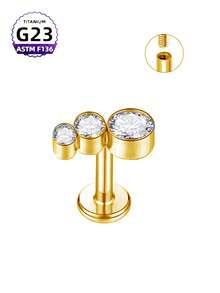 CatDObo 1 件 G23 钛合金唇钉耳屏耳环耳钉内螺纹氧化锆唇环耳软骨耳轮穿孔身体饰品 16G