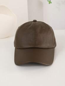 1 pièce Casquette de baseball vintage unisexe en PU de couleur unie, réglable et douce, convient pour les sorties décontractées et les rendez-vous - couleur unie - Voir 8