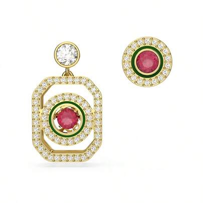  SWAROVSKI ALEA Beating Heart Prosperity Gold-Plated Asymmetrical Earrings For Women - Women's Stud Earrings, Gifts For Mothers, Girlfriends, Lovers - Birthday Gifts, Back-To-School Gifts, Christmas Gifts, Wedding Gifts