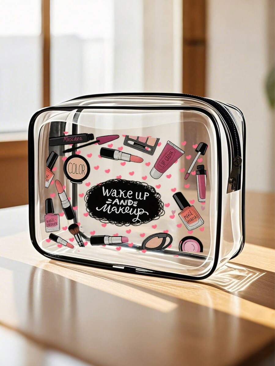 Túi đựng đồ du lịch PVC chất lượng cao, dung tích lớn, có khóa kéo - Túi đựng mỹ phẩm/đồ dùng cá nhân nhẹ, chống phai màu, phù hợp cho phụ nữ/bé gái, hộp trang điểm xách tay được TSA chấp thuận, dễ lau chùi, giải pháp lưu trữ công nghệ tiên tiến | Thiết kế hiện đại | Chất liệu chống phai màu