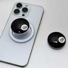 创意树脂手机支架，台球造型，黑色，8字形，公主扇形戒指托，个性化桌面支架 - 彩色 - 查看 2