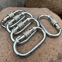 1pc O-Ring Stainless Steel Spring Snap Hook, 4500lbs Load Capacity, With Spiral Lock Fastener, Equipment Connector Ring, For Hammock, Travel, Cycling Backpack, Pet Leash - Durable Metal Industrial Style
