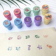 10/20 件海洋生物印章套装 - 塑料海龟和海洋生物印章，带有生动的水下设计，适用于派对礼品、剪贴簿装饰、生日礼物和主题庆祝活动、印章装饰、剪贴簿用品、恶作剧设计、耐用塑料、万圣节、圣诞节 - 彩色 - 查看 8