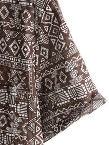 男士纽扣印花休闲短袖衬衫 - 咖啡棕 - 查看 7