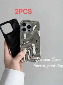 2 件装时尚优雅不对称电镀 3D 波浪纹手机壳，兼容 17/17 Air/17 Pro/17 Pro Max/16 Pro Max/16/16 Pro/16 Plus/15/15 Pro Max/15 Pro/11/12/13/14 Pro Max/11 Pro/11 Pro Max/12 Pro/12 Pro Max/13 Pro/13 Pro Max/14 Pro/14 Pro Max/XR，创意高端 - 彩色 - 查看 10