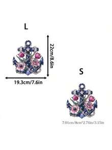 1pc/2pcs/3pcs Ship Anchor & Floral Combination Heat Transfer Stickers, Suitable For DIY Hoodies, T-Shirts, Sweatshirts, Jeans, Backpacks, Tote Bags, Pillowcases And Retro Baseball Caps. Durable Washable Plastic Stickers For Crafting And Decorating - Easy To Iron, Perfect Gift For Crafters And DIY Enthusiasts