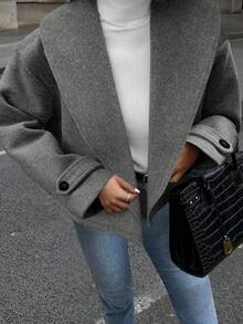 Women's Short Casual Lapel Button Wool Blend Jacket