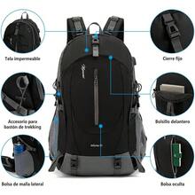 Mochila Senderismo, Mochilas Impermeable de 50L Gran Capacidad, Mochila de Camping para Hombre y Mujer, Mochilas con Múltiples Bolsillos para Montañismo, Escalada, Viaje al Aire Libre - Negro - Ver 11