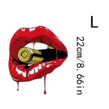 1pc/2pcs/3pcs Super Cool Dark Style! Red Lip Bullet Illustration Decorative Stickers, Suitable For T-Shirt/Mask/Jeans/Backpack, Washable, Unisex DIY Stickers