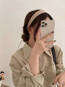 Bentițe vintage elegante din culoare solidă, accesorii de păr versatile la modă, potrivite pentru purtare zilnică, spălatul feței, machiaj, potrivirea ținutelor. Bentiță de culoare solidă, potrivită pentru purtare zilnică, bentiță de păr, bentițe de păr cu cerc. - Multicolor - Vizualizare 6