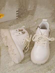 1 Pair Girls Autumn/Winter Style Boots, Casual High-Top Boots For Older Kids, Street Style Short Boots For Students, Anti-Slip Soft Bottom Boots For Toddlers, Boys British Low-Cut Short Boots