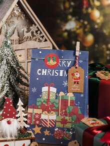 100pcs Christmas Decoration Hang Tags Santa Claus Gift Box Decor Small Cards Bouquet Hang Tags With Strings For Christmas Packaging, DIY Christmas Gifts