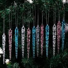 12pcs Transparent Acrylic Icicle Hanging Ornaments, Christmas Tree Decorations, Wedding Party Holiday Decor