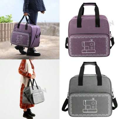 1pc Sewing Machine Carrying Case With Multiple Storage Pockets, Universal Handbag With Shoulder Strap, Compatible With Most Standard Singer, Brother, Janome, Etc. Crochet Sewing Supplies Storage