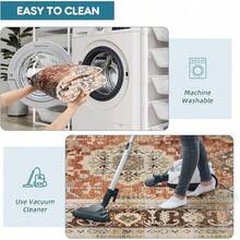 Dripex Machine Washable Rug - Green Boho Living Room & Bedroom Soft Short Pile Dining Room & Traditional Kitchen Non Slip 80x150cm - Ruby Red/Brown - View 5