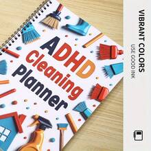 36-Page ADHD Cleaning Planner - Customizable Home Organizer With Cleaning Schedule Template And To-Do List - Adult Undated Cleaning Planner For Home, Kitchen, Bathroom, And Office - Durable Paper Cover Design, Fun Illustrations, And Colorful Spiral Binding