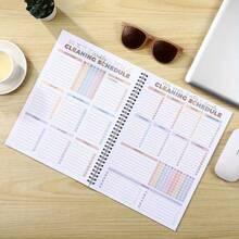 36-Page ADHD Cleaning Planner - Customizable Home Organizer With Cleaning Schedule Template And To-Do List - Adult Undated Cleaning Planner For Home, Kitchen, Bathroom, And Office - Durable Paper Cover Design, Fun Illustrations, And Colorful Spiral Binding