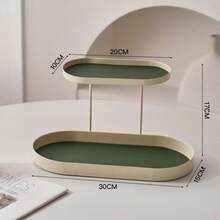 1 pièce Organisateur cosmétique double ovale multicolore élégant, coiffeuse moderne de style européen pour chambre à coucher, organisateur de bijoux multifonctionnel à deux niveaux, étagère de rangement durable et gain de place, présentoir d'accessoires de parfum, étagère de rangement divers