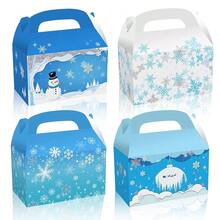 Christmas Snowflake Tote Bag Christmas Snowflakes Cookie Treat Boxes,12 Pack Cardboard Gable Gift Boxes Blue & White Winter Holiday Theme - For Frozen Theme Birthday Party Baby Shower Favor-432326 - Bleu azur - Voir 1