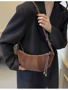 1 pieza Bolso de hombro en forma de media luna con estampado de leopardo vintage chic, nuevo bolso cruzado para mujer 2025