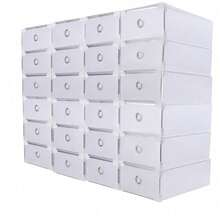20 scatole per scarpe con coperchio, scatole trasparenti impilabili per riporre le scarpe, organizer salvaspazio per armadio, scatole modulari per riporre le scarpe da ginnastica, in bianco perla - Bianco - Visualizzare 9
