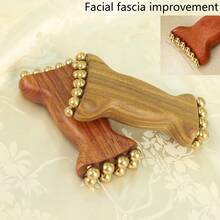 1 件装 焕肤救星淋巴排毒面部按摩器 紧致下颌线和眼周 天然铜木美容工具 - 紅木色 - 查看 1