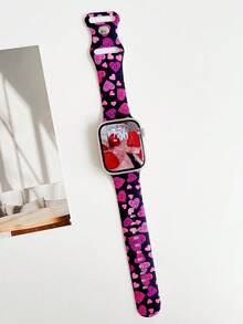 1pc Women's Love Printed Soft Silicone Strap Compatible With Apple Watch Band 38mm 40mm 41mm 42mm 44mm 45mm 49mm (S10 42 )Mm (S10 46)Mm , Pink Soft And Comfortable Replaceable Sports Band Compatible With Iwatch Series 11 Ultra 3 SE3 Ultra 2 S10 SE2 9 8 7 SE 6 5 4 3 2 1Christmas, Mother's Day, Valentine's Day Gift.
