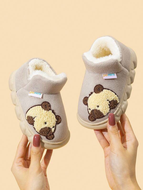 O pereche de papuci de pluș caldi pentru copii, cu desene animate drăguțe, Capibala, de toamnă și de iarnă, casual și confortabili, cu fund moale antiderapant, 2025