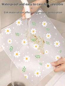 1 rollo de revestimiento de gabinete de cocina con patrón de margaritas, revestimiento de cajón antiadherente, revestimiento de gabinete antideslizante, revestimiento de refrigerador lavable de EVA, almohadilla de refrigerador fácil de cortar, decoración del hogar, fiesta y almacenamiento navideño