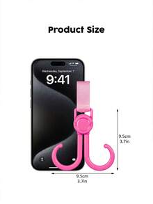 2pcs Colorful Stroller Hooks With Adjustable Hook And Loop, Pastel Pink & Bright Pink Are Available, High Load-Bearing Capacity Bags Holder Accessory, Quick Attach Pram Hooks For Hanging Mommy Bags, Parent Travel Essentials - Multicolor - View 7