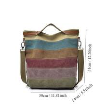 Sac à bandoulière pour femme, sac hobo en toile, sac à main, sac à bandoulière multicolore avec poignée - Multicolore - Voir 5