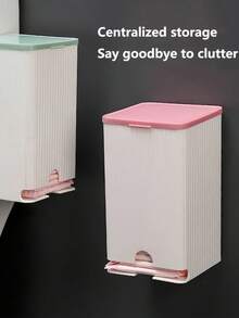 1PC Wall-Mounted Sanitary Napkin Storage Box & Small Item Organizer | Bathroom Tissue Holder For Toilet Paper, Pads, Essentials | Space-Saving Home Organization For Bathroom, Bedroom, Kitchen, Office (Waterproof, Durable) - 粉紅色 - 查看 7