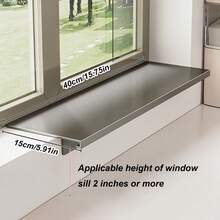 Window Frame Extension Shelf, 40cm, Heavy-Duty, Adhesive Installation, DIY Storage, Kitchen, Bathroom, Balcony, Indoor Gardening, Plant Stand, Steel, Light Gray - Màu Xám nhạt - Xem 3