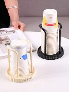 1 个多功能桌面纸杯架，可放置咖啡和奶茶杯 - 黑色 - 查看 6