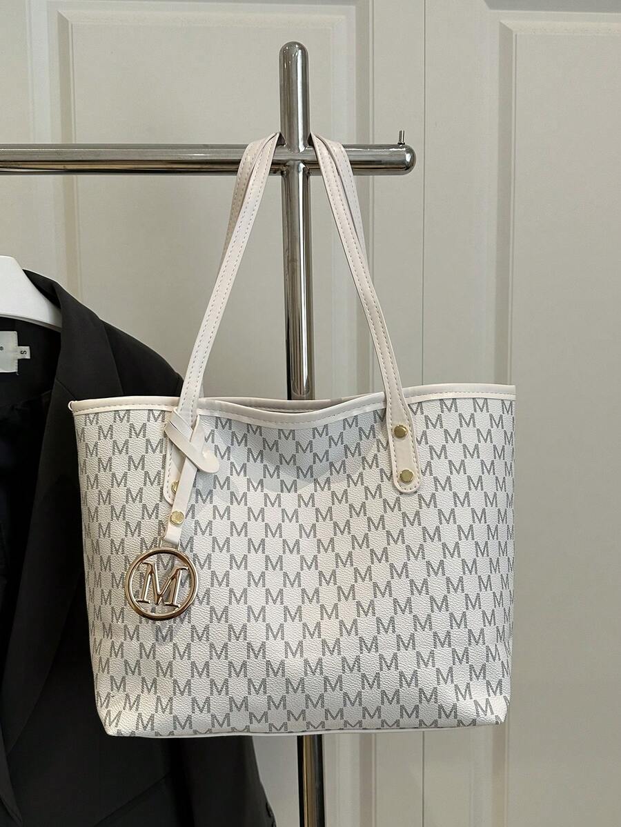 大容量女士通勤包，个性化手提包，2025新款精致小众单肩包，高品质女士包 - 白色 - 查看 1