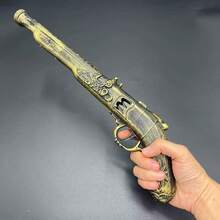 1pc Large Size Pirate Gun, Caribbean Pirate Cosplay Halloween Prop (Silver Gun Body Color May Vary)