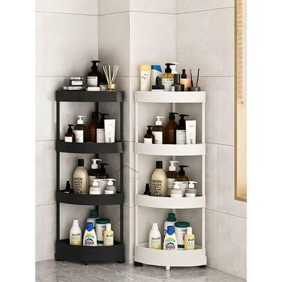 Estante Esquinero Triangular con Ruedas – Disponible en 2, 3 y 4 Niveles, Solo Modelos de 3 y 4 Pisos con Ruedas Móviles, Ideal para Esquinas y Espacios Reducidos – Organizador Multifuncional de Almacenamiento Inteligente