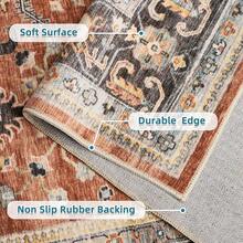 Dripex Machine Washable Rug - Green Boho Living Room & Bedroom Soft Short Pile Dining Room & Traditional Kitchen Non Slip 80x150cm - Ruby Red/Brown - View 3